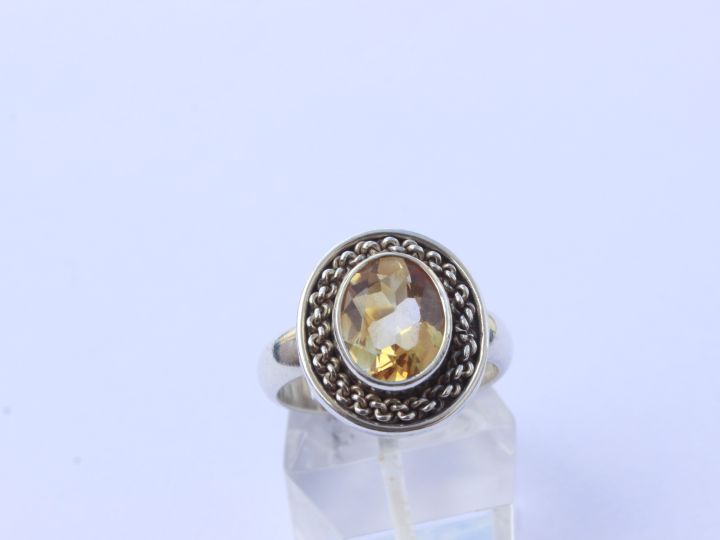 Silver Ring with Golden topaz stone