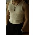 2022 New American Retro Sports Fitness Outer Wear Men's Solid Color Base Knitted Vest for Young Men in Summer. 