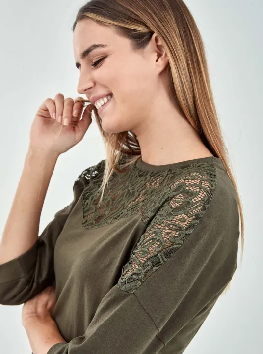PIAZZAITALIA%20Verde%20Military%20Green%20Lace%20Sweatshirt%20For%20Women%20-%2025072%20-%20Image%204