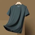Source manufacturer: Ice Silk Men's Quick Drying Short Sleeve T-Shirt, Summer High Elasticity Ice Feeling Breathable Top, Cross-border Factory Wholesale. 
