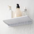 Stable Plastic Wall Mounted Shower Storage Rack Large Capacity White Bathroom Shelf Wall Mounted Stable Cosmetics. 