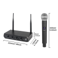 Professional Wireless Microphone System UHF 4 Channel Fixed Frequency Handheld Device Black for Stage, Home Parties, Churches. 