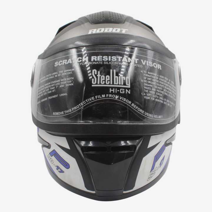 Steelbird SB Helmet In Black/White/Blue Color