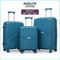 NUELITE Daxing 8 Wheel Spinner Luggage Set of 3 | Polypropylene Hard Shell Travel Suitcase Set | Multi-Step Trolley Handle | Intregated Combination Lock Suitcase. 