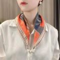 Beautiful Magnetic Buckle Scarves Satin Surface Girls Small Scarf Thin Silk Scarf Woman. 