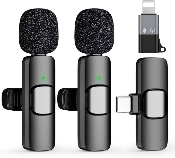 Wireless Lavalier Microphones for iPhone, iPad, USB-C Microphone, 7-Hour Battery, Mini Microphone with Noise Reduction for Video Recording, Vlog, YouTube, TikTok