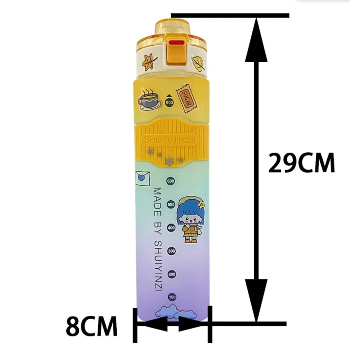 900ml%20Frosted%20Square%20Water%20Bottle%20With%20Straw%20And%20Free%202D%20Stickers%20-%20Image%207