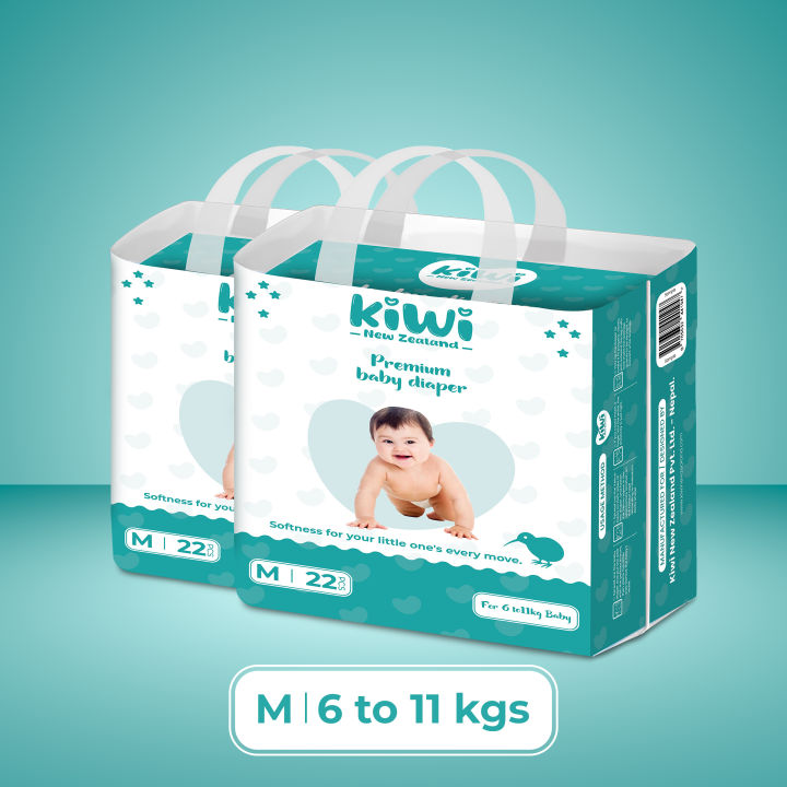 Kiwi New Zealand Premium Baby Diaper Taped Medium (Pack Of 22 * 2)
