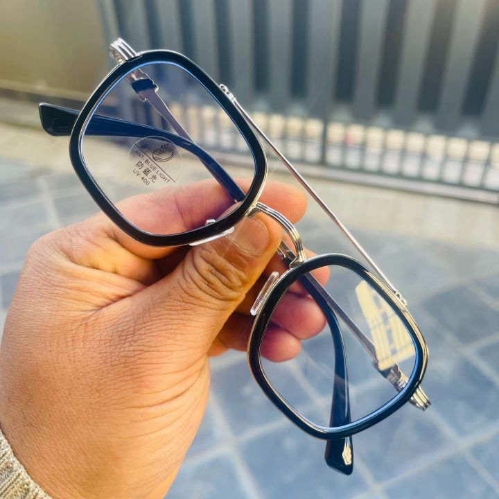 Black/Sliver%20Frame%20Blue%20Ray%20Cut%20Lens%20Glasses%20For%20Unisex%20%7C%20Metal%20Frame%20Blue%20Ray%20Cut%20Lens%20Prescription%20Glass%20For%20Unisex%20-%20Image%203