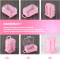 Pink mini roller travel suitcase candy box personality wedding candy box luggage trolley case candy toy small storage box. 