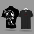 Venom Graphic Printed | Cotton T-Shirt - Black & White Colors | Front & Back Design. 