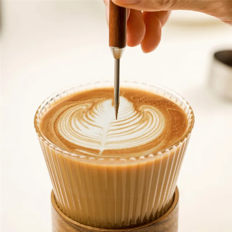 Stainl Steel Coffee Latte Art Pen With Wood Handle DIY Coffee