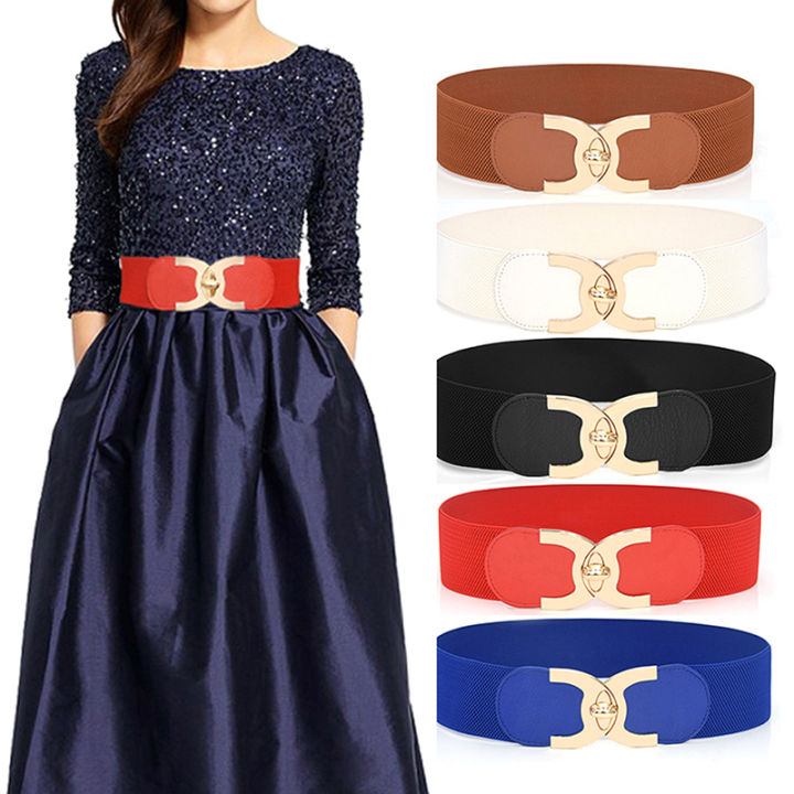Buckle Elastic Wide Belt Wide Cummerbund Strap Belt Waist Women Accessories Cologo