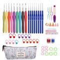 58Pcs Crochet Set Soft Crochet Hook Yarn Knitting Needle with Storage Bag Knitting Craft Case Sewing Tool Aaccessories. 