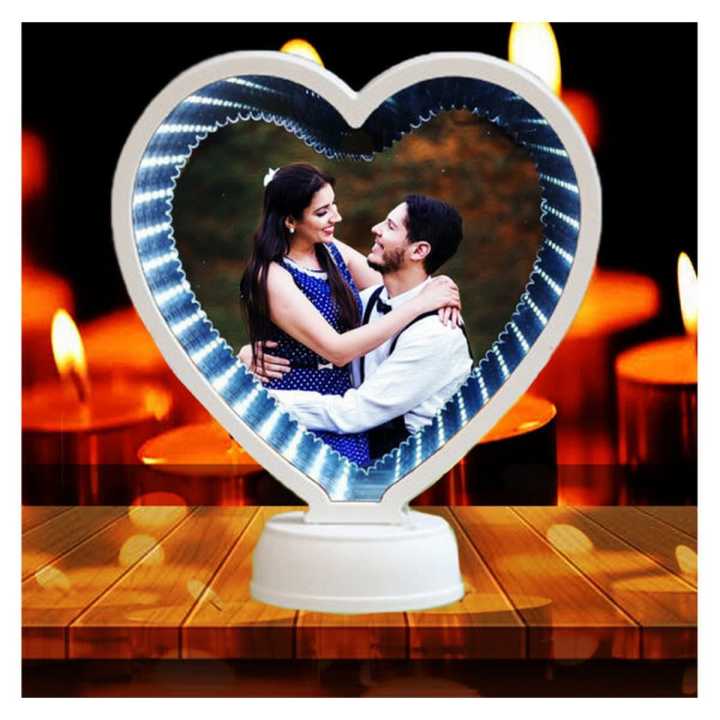 Heart Shape Magic Mirror And Photo Frame 2 in 1 With RGB Multicolor led light