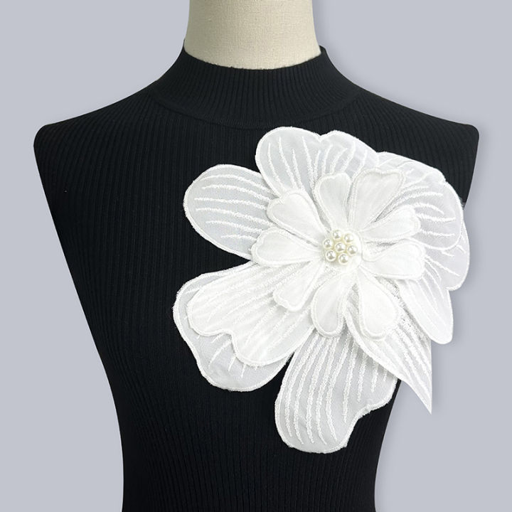 Multi-layer Three-dimensional Embroidered Flower Studded Beaded Patch Corsage SEVICH