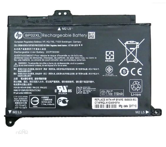 HP BP02XL Battery For HP Pavilion 15-Au Series, Pavilion 15-Aw Series laptop, HP Pavilion 15 AU010WM AU018WM Series, Fits BP02XL BP02041XL HSTNN-LB7H HSTNN-UB7B 2ICP7/65/80 849569-542, 7.7V 41Wh 5150mAh