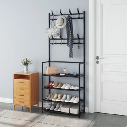 2 in 1 Coat Rack Stand With 8 Hooks And 4 Layer Shoe Shelves | Daraz.com.np