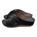 Comfortable Black Flat Heel Orthopedic Slipper For Women. 