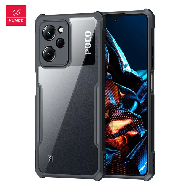 HAOYE Cover Hybrid Per Xiaomi Poco X5 Pro 5G - Custodia 2 In 1 TPU + PC Rigido Trasparente Con Bordo Azzurro, Antiurto - 4