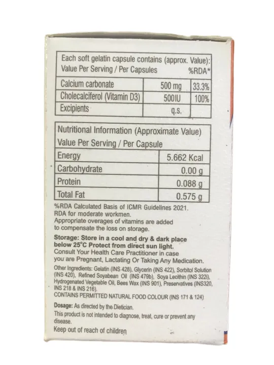 Onecal%20Calcium%20&%20Vitamin%20D3%20For%20Bone%20And%20Joint%20Support%2030%20Capsules%20-%20Image%202