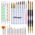 Difutagui YIKOOLIN 31PCS Nail Art Brushes Nail Art Tool Set Double Ended Nail Luxury Dotting Tools Nail Dust Brush Acrylic Brush Manicure Tools. 