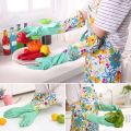 Reusable Rubber Gloves With Fur Inside Warm Reusable Long Rubber Latex Cleaning Gloves With Lining Kitchen Household Winter Warm Waterproof Non-Slip Dishwashing Gloves. 
