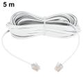 Telephone Extension Cord, RJ11 Plug to Plug Modem Line Cable, 5 Meter, White. 