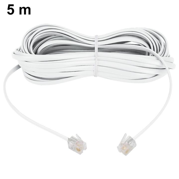 Telephone Extension Cord, RJ11 Plug to Plug Modem Line Cable, 5 Meter, White