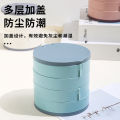 Rotating Earrings Jewelry Box Multi-Layer Earring Storage Box Small Delicate Earrings Necklace Ornament Rack with Mirror Dustproof Box. 