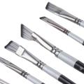 6 Pcs Acrylic Paint Brushes Wood Angular Paint Brushes Set Composed of Black + Silver 24*8*0.99cm Angled Paint Brushes For Oil. 