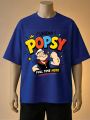 Popeye "Legend Popsy" Graphic Printed  T-Shirt- Brown, Blue, Black. 