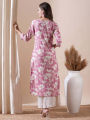 Fabdale Maroon Floral Print Viscose Rayon Straight Kurta | Casual Ethnic Wear (PRSC-015). 