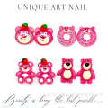 Transparent Cartoon Pink Bear Resin Ornaments DIY Phone Case Clips Hair Shoe Charms Stationery Patches Accessories. 