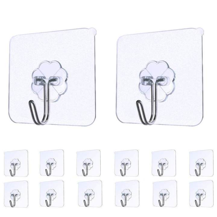 6pcs Self Adhesive Hook Transparent Hooks for Kitchen Bathroom Door Ceiling Hanger | Home Office Wall Powerful Plastic Wall Hook | Hooks For Wall