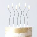 Metallic Curve Candles for Cake Decoration 6 Pcs Set. 