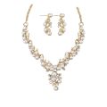 Gifts Accessories Flower Necklace  / Earrings Imitation  Engagement Bridal Wedding  Plated Jewelry Sets. 