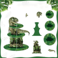 2 Piece 3 Tier Cupcake Stand Party Decorations Dinosaur Theme Cupcake Holder Decorations As Shown Dinosaur Dessert Tower for Kids. 