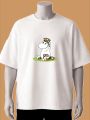 Moomin Character with Flower Crown Graphic Printed T-Shirt-Cream, Brown, White, Black, Blue, Maroon,. 