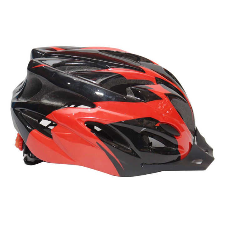 Black/Red Plastic Bicycle Helmet With Back Light