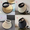 Sweet Visors Straw Hat Sun Protection UV Protection Empty Top Hat Large Eaves Ponytail Hat. 