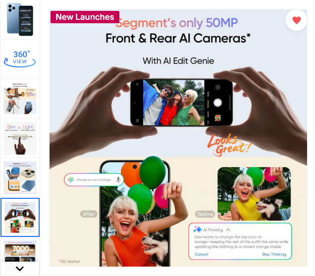 Realme%2015T%205G%20Smartphone%208+128GB%20Silk%20Blue,6.67inch%20Screen,%20120Hz%20Display,7000mAh%20Battery,60W%20Fast%20Charge,Front%20&%20Rear%20Dual%2050MP%20Cameras,%20Dimensity%206400%20Max%205G%20Chipset,IP69%20(Silk%20Blue,%20128%20GB)%20%20(8%20GB%20RAM)%20-%20Image%207