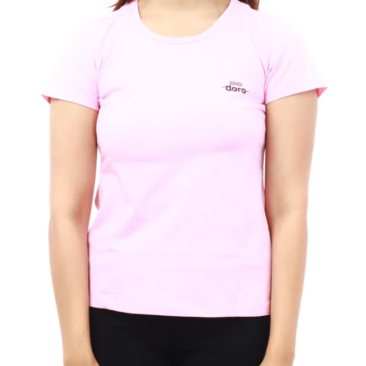 Doro%20Pink%20Cotton%20Round%20Neck%20Half%20Sleeve%20Side%20Printed%20T-Shirt%20For%20Women%20-%20Image%203