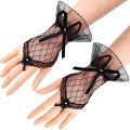 Wholesale Short Black Gloves Lace Ghost Bride Wedding Halloween Lolita Costume Mesh Bow. 