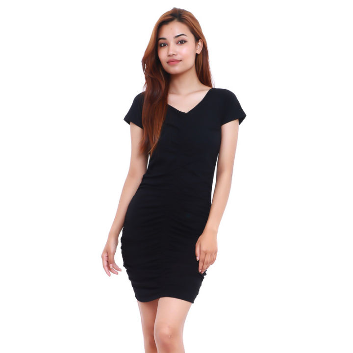 princess polly baby blue dress LCWAIKIKI Classic V-Neck Plain Long Sleeve Women's Bodycon Dress -  S2BU37Z8-H8K