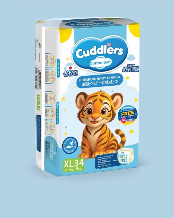 Cuddlers%20Cotton%20Soft%20Diaper%20XL%2034%20Pcs%20(12-17%20kgs)%20with%20disposal%20bags%20&%20FREE%20Baby%20Wipes%20Inside%20This%20Pack%20-%20Image%203