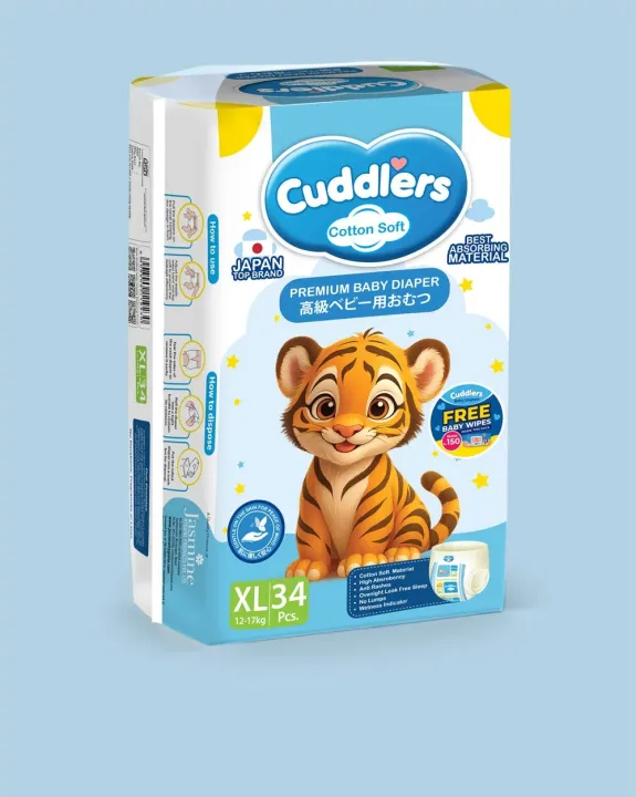 Cuddlers%20Cotton%20Soft%20Diaper%20XL%2034%20Pcs%20(12-17%20kgs)%20with%20disposal%20bags%20&%20FREE%20Baby%20Wipes%20Inside%20This%20Pack%20-%20Image%203