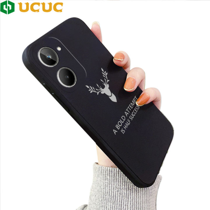 UCUC for Realme 10 Back Cover Flower Antlers Soft Thin Liquid Silicone Phone Case