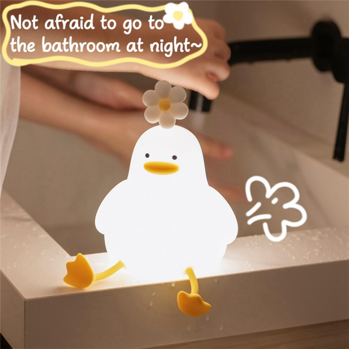 2Pcs%20Flower%20Duck%20Night%20Light%203%20Colors%20Silicone%20Night%20Lights%20USB%20Rechargeable%20Timing%20Bedside%20Touch%20Lamp%201200MAh%20Rechargeable%20Cute%20Lamp%20-%20Image%207