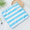 Warp Knitted Coral Fleece Color Stripe Square Absorbent Non-Shedding Baby Hand Household Face Towel. 